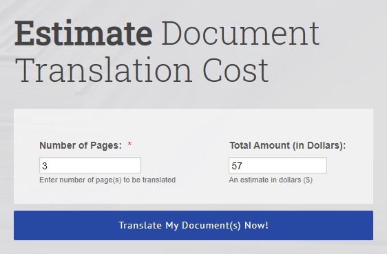 Document Translation Cost Calculator